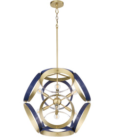 Domain 8-light Pendant Blue|Aged Brass