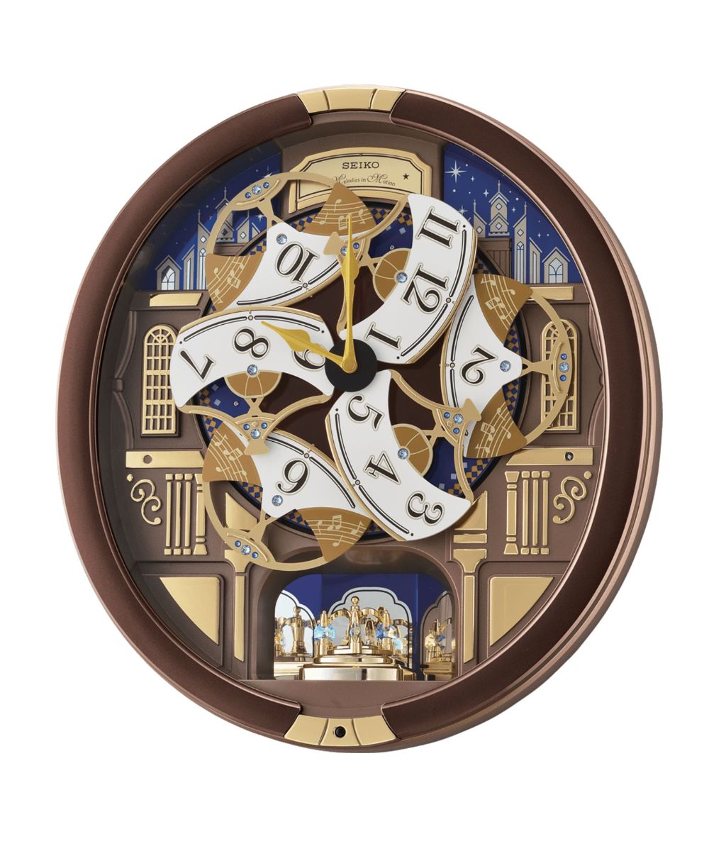 16"H Melodies in Motion Clock  with Rotating Pendulum and 18 Hi-Fi Melodies