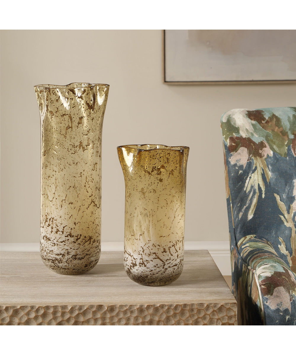 Rhine Seeded Glass Vases Set of 2