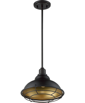 12"W Newbridge 1-Light Pendant Dark Bronze / Gold
