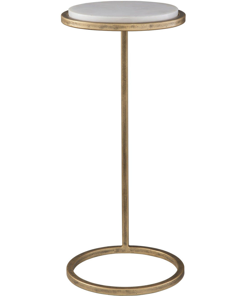 Accent Table with White Banswara Marble and Aged Gold