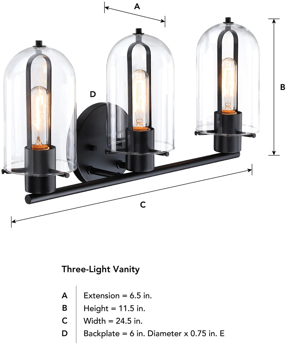 Skylar 3 Light Vanity Matte Black