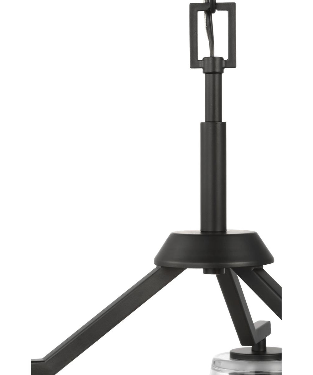 Vertex 3-Light Clear Glass Convertible Chandelier Matte Black