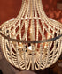 Dumas 22"W 5-Light Brushed Steel Finish Weathered White Wood Bead Chandelier by KenroyHome