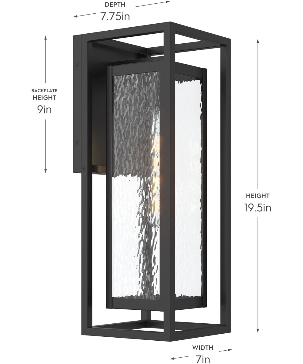 Shaw 19.5 inch 1 Light Outdoor Wall Light with Clear Glass Textured Black