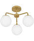 Julep 3-Light Medium Semi-Flush Mount in Lacquered Brass
