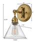 Arti 1-Light Small Single Light Sconce in Heritage Brass with Clear glass
