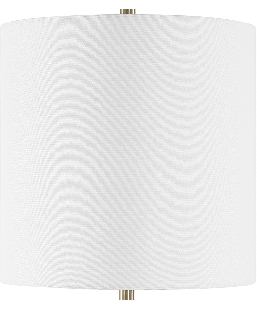 Metal Buffet Lamp in Antique Brass and Off-White