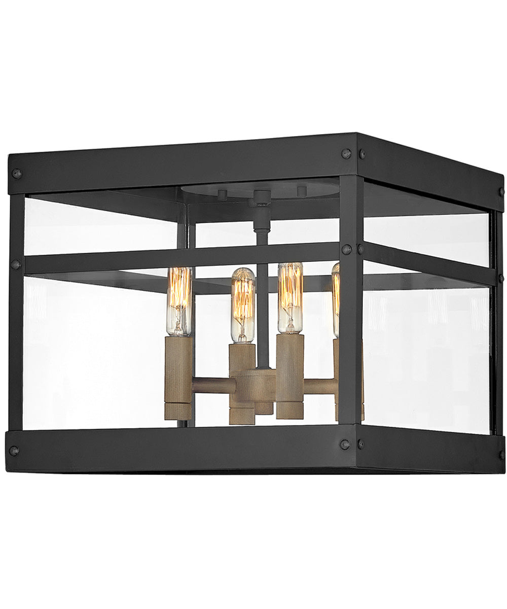Porter 4-Light Medium Outdoor Flush Mount in Black