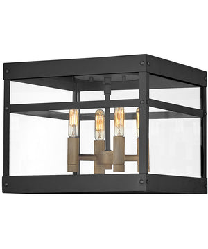 Porter 4-Light Medium Outdoor Flush Mount in Black