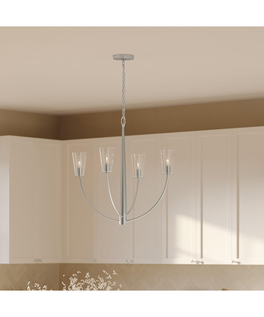 Jheni 4-Light Chandelier with Clear Glass Shades Brushed Nickel