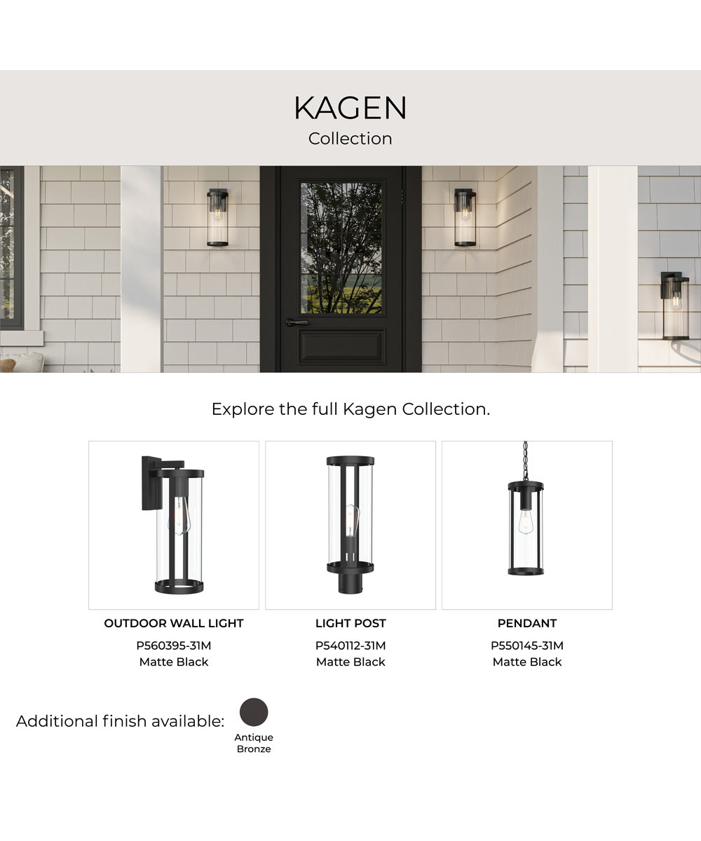 Kagen Outdoor Post Light with Clear Glass Panels Matte Black