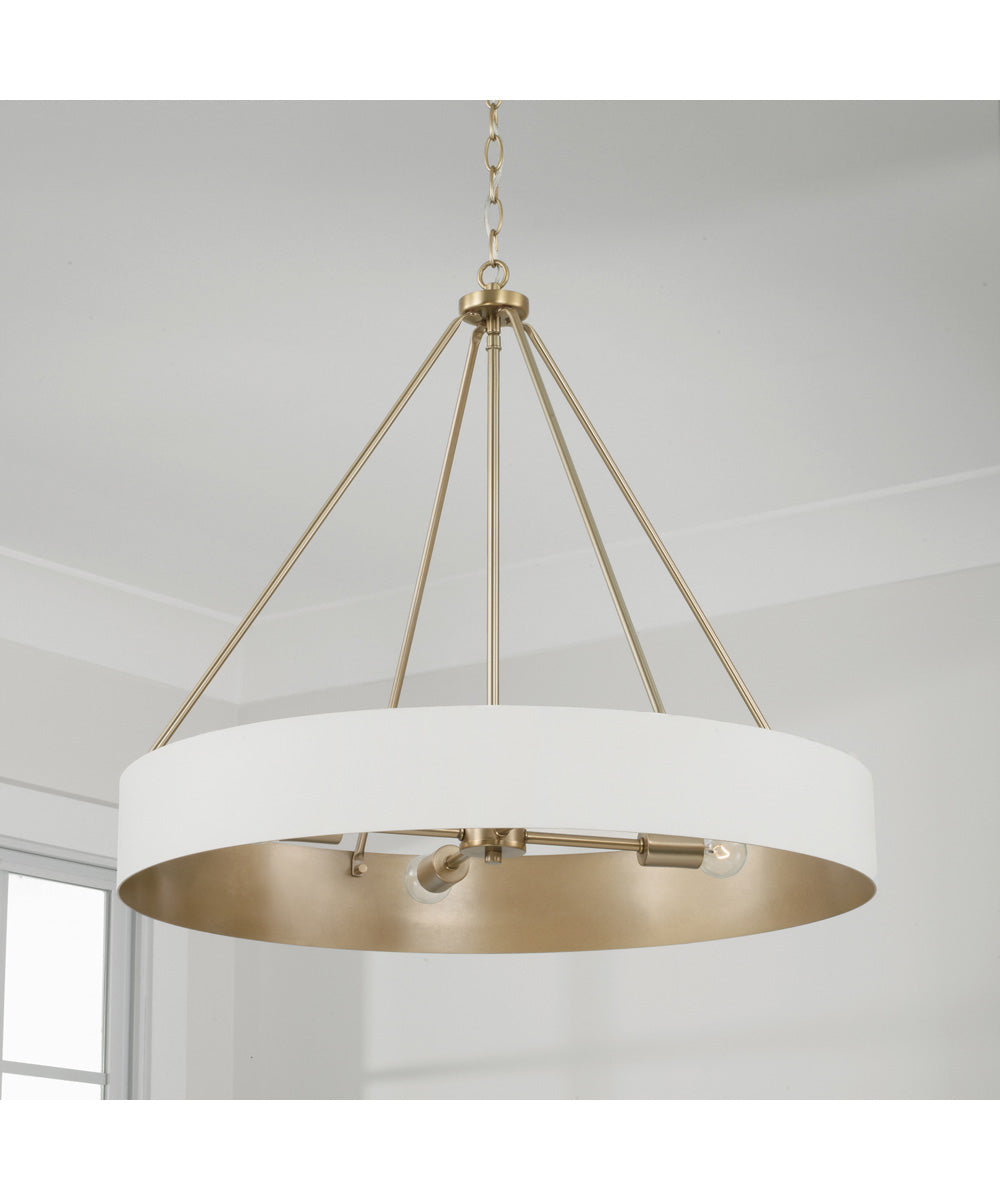 Weller 4-Light Chandelier Matte Brass and White