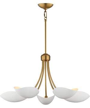 Maris 5-Light Chandelier White/Natural Aged Brass