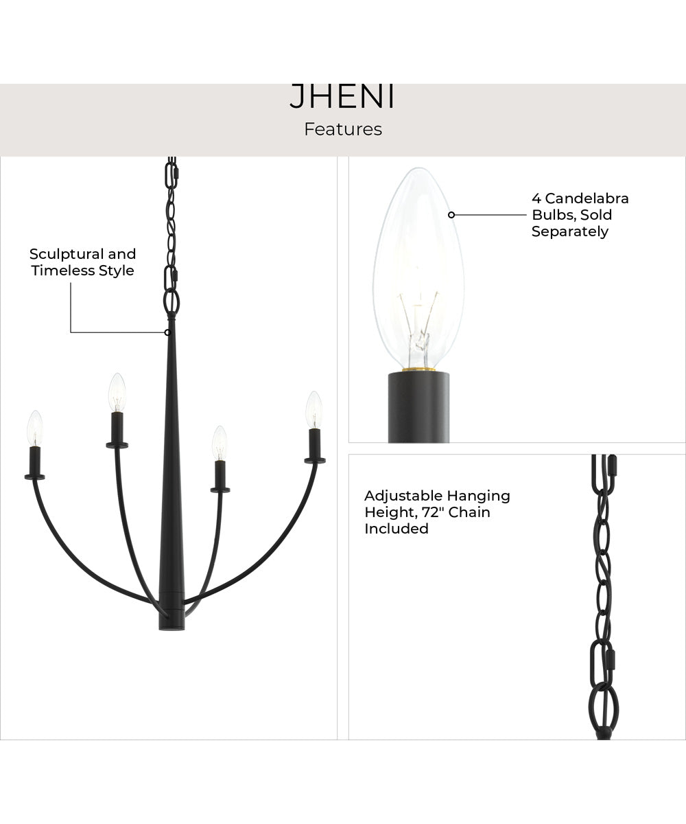 Jheni 4-Light Medium Chandelier Matte Black