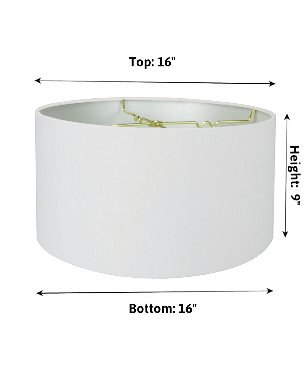 16"W 1 Light Swag Plug-In Pendant  White Linen Drum Shade Black Cord