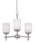 18"W 3-Light LED Chandelier Light Fixture Brushed Nickel Finish with Frosted Opal Glass Shades