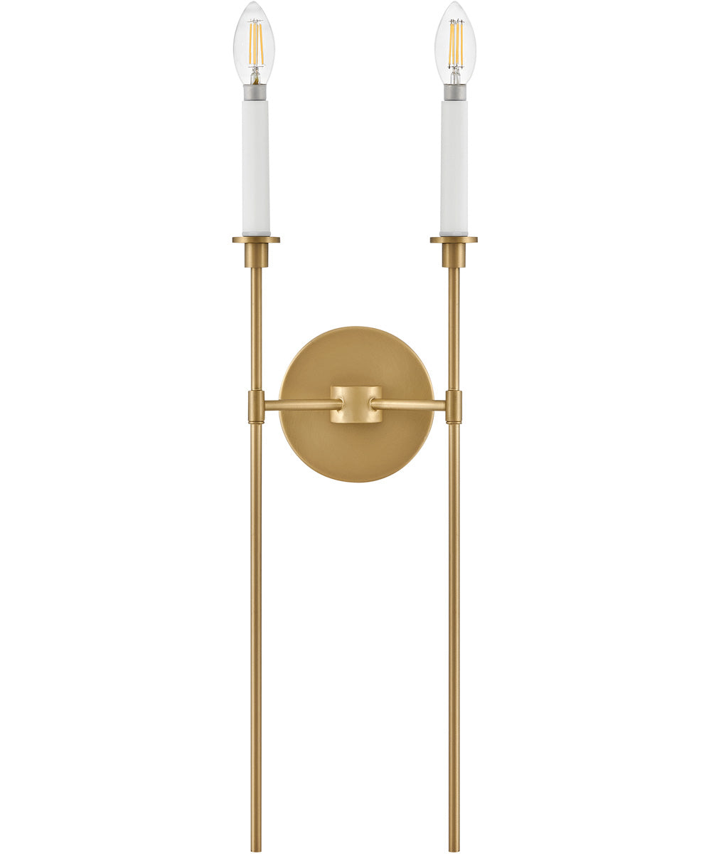 Hux 2-Light Medium Two Light Sconce in Lacquered Brass