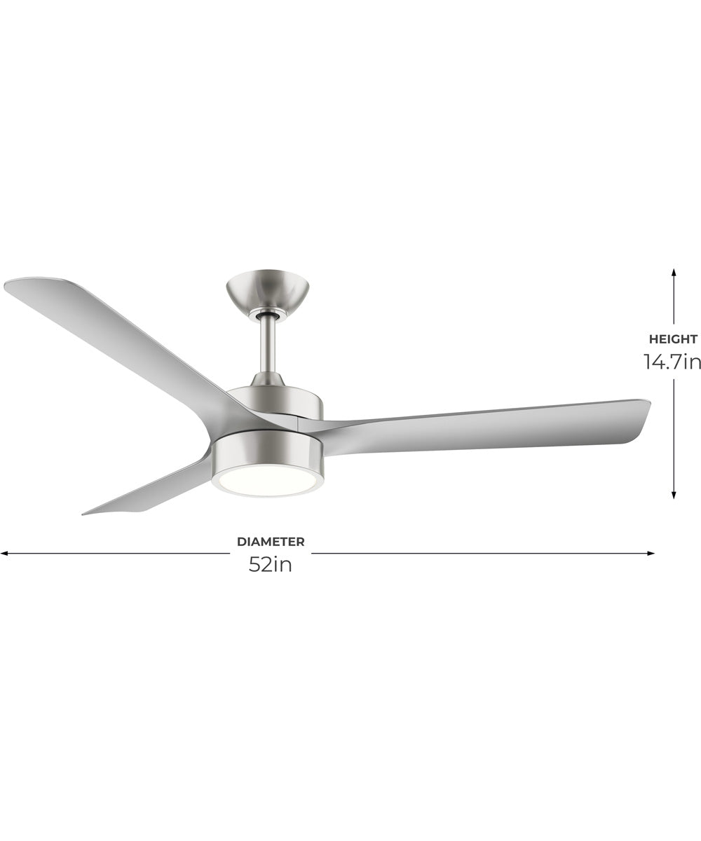 Axion II 52 in. 3-Blade Modern LED Ceiling Fan Brushed Nickel