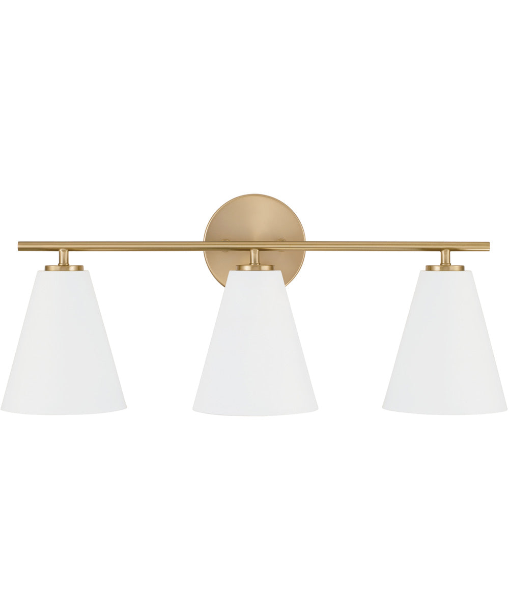 Charlie 3-Light Vanity Matte Brass and White