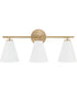 Charlie 3-Light Vanity Matte Brass and White