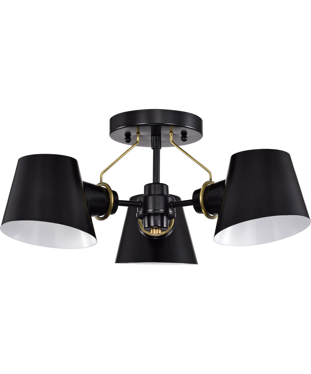 Baxter 3-Light Close-to-Ceiling Black / Burnished Brass
