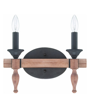 Glenwood 14"W 2-Light Aged Bronze and Distressed Oak Finish Bathroom Vanity Light Fixture