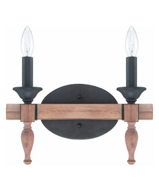 Glenwood 14"W 2-Light Aged Bronze and Distressed Oak Finish Bathroom Vanity Light Fixture