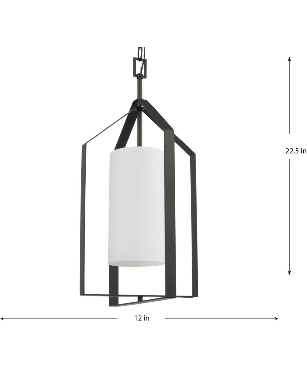 Vertex 1-Light Etched White Foyer Light Matte Black