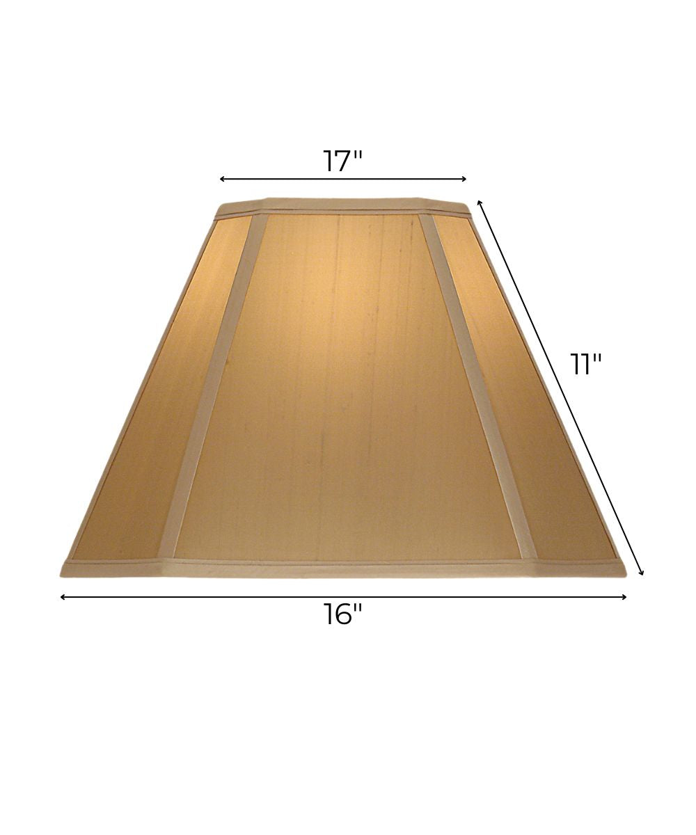 7x16x11 Tan Silk Shantung Cut Corner Square Softback Lampshade