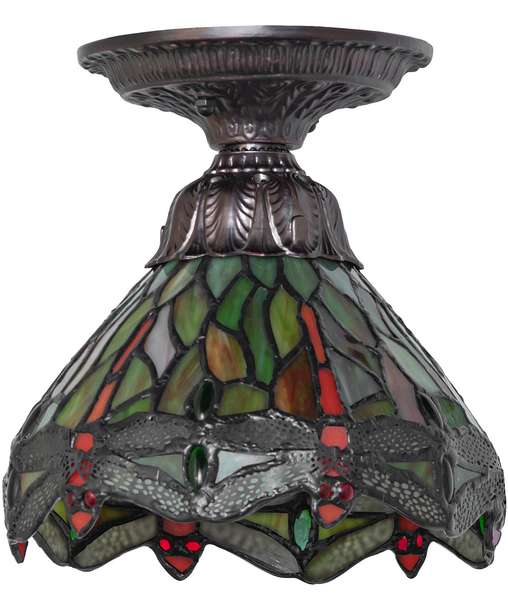 7" Wide Tiffany Hanginghead Dragonfly Flushmount