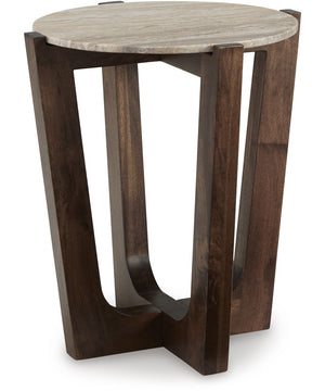 Tanidore Round End Table Warm Brown