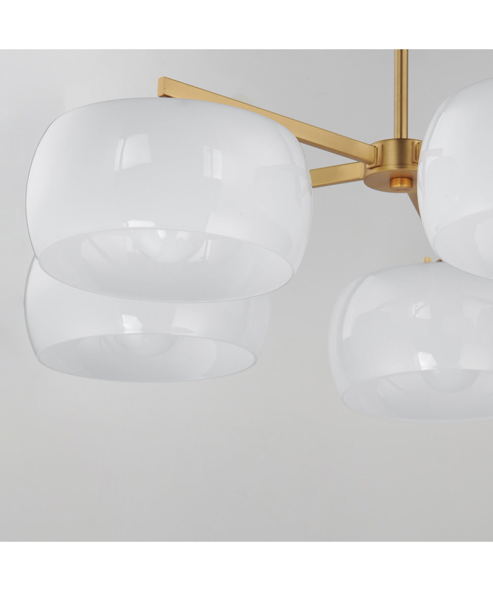 Glazed 5-Light Chandelier White/Natural Aged Brass