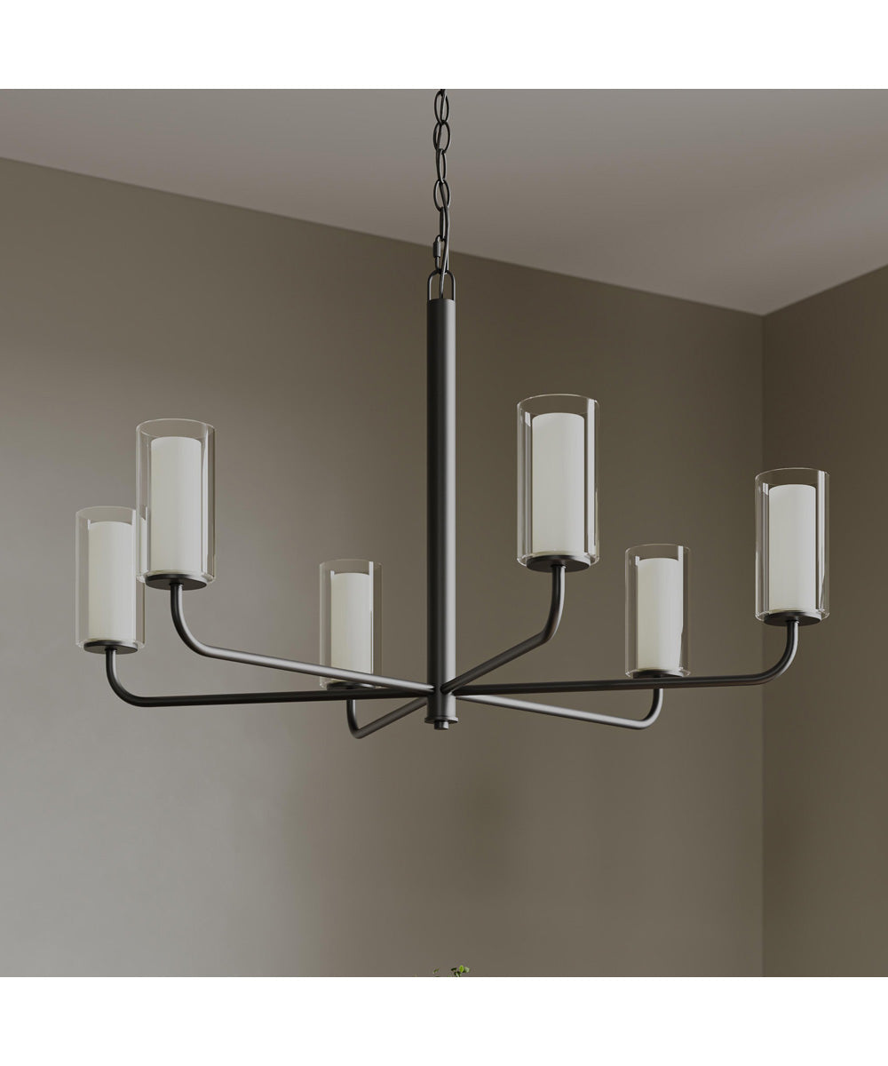 Mack 6-Light Chandelier with Layered Glass Shades Matte Black