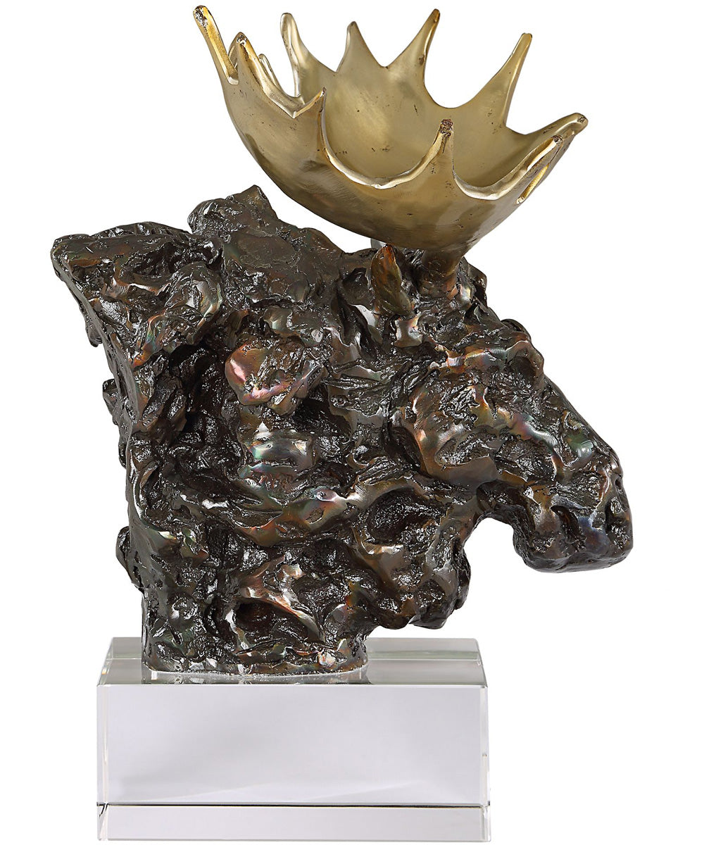 Moose Bust Bronze Sculpture