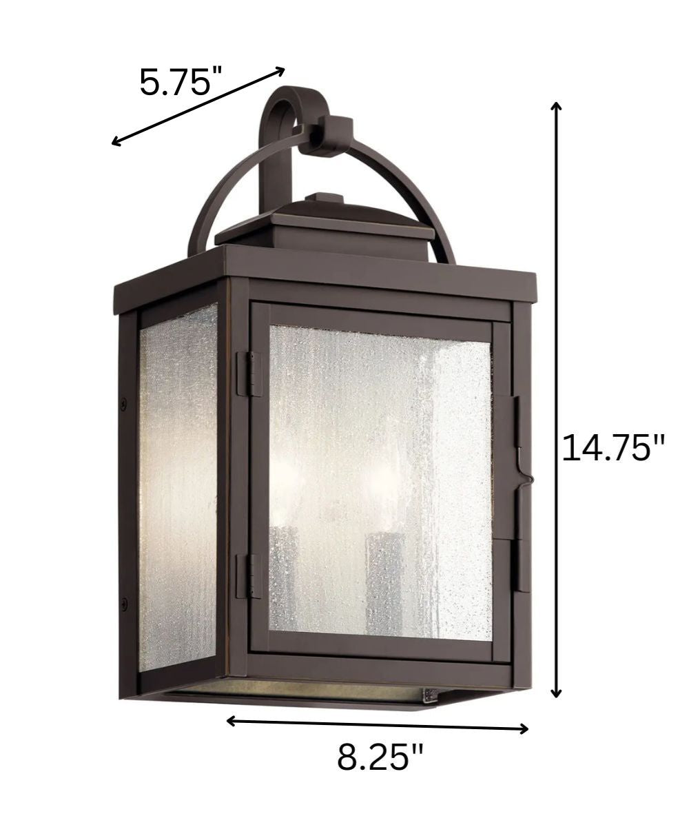 Carlson 15"H  2-Light Bronze Finish Outdoor Wall Lantern by Kichler