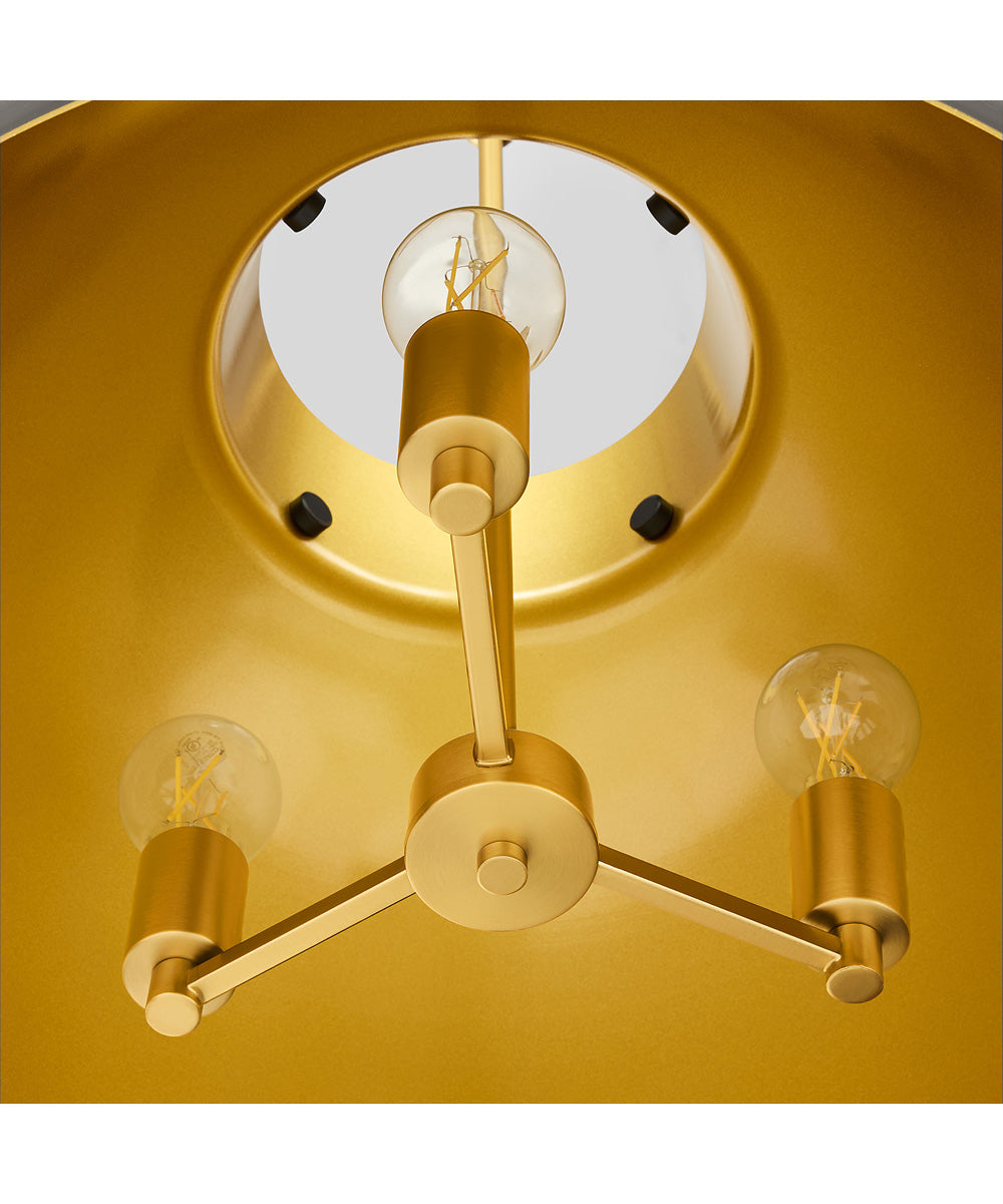 Pruitt 3-light Pendant Matte Black|Aged Brass