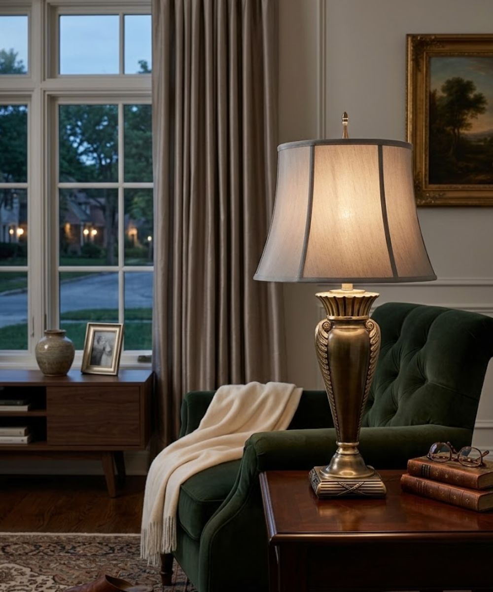 34"H 3-Way Table Lamp Roman Bronze