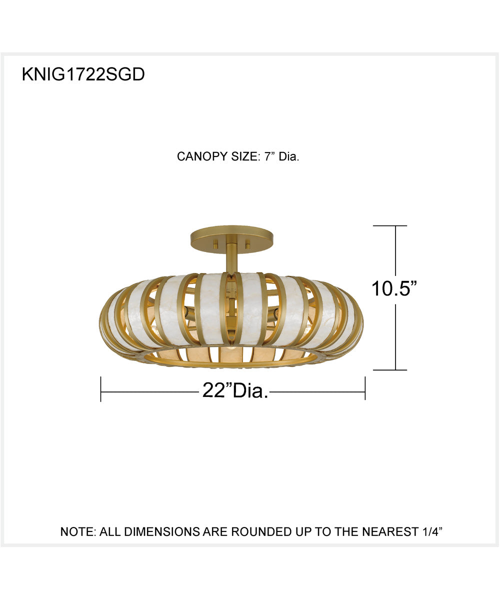 Knight 5-light Semi Flush Mount Soft Gold