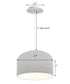 14" W 2 Light Pendant White Shade with Diffuser, White Cord