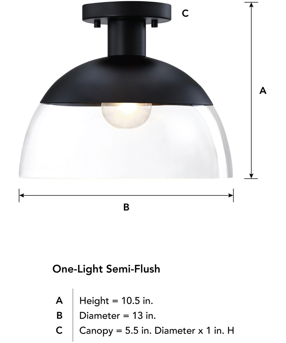 Rey 1 Light Semi Flush Mount Matte Black