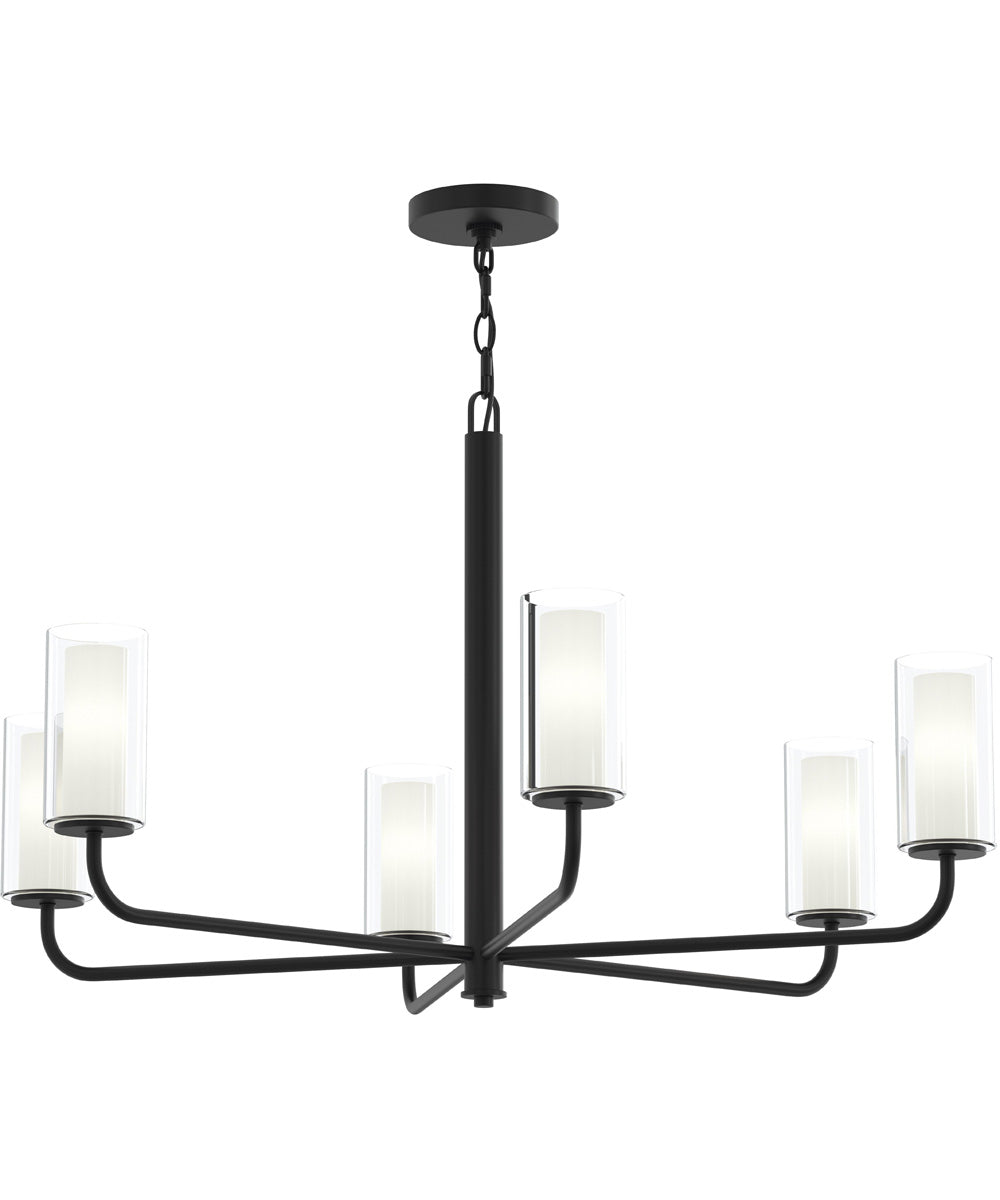 Mack 6-Light Chandelier with Layered Glass Shades Matte Black