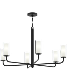 Mack 6-Light Chandelier with Layered Glass Shades Matte Black
