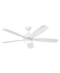 56" Tranquil 5-Blade Ceiling Fan White Finish with Integrated LED Light and Remote