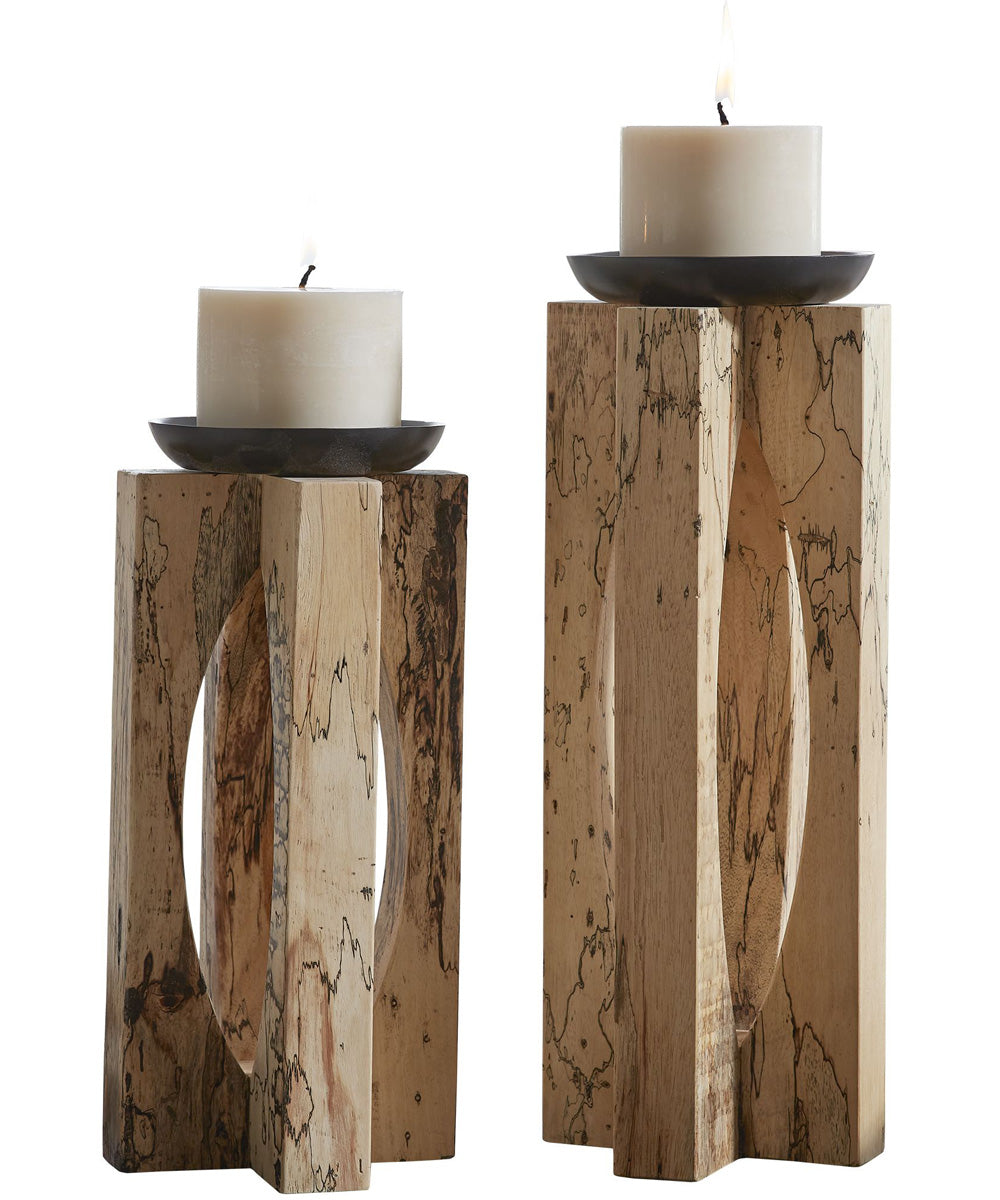 Ilva Wood Candleholders Set of 2