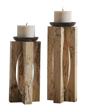 Ilva Wood Candleholders Set of 2