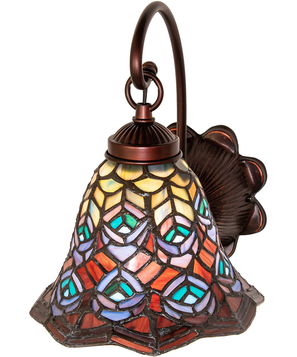 8" Wide Tiffany Peacock Feather Wall Sconce