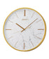 OPEN BOX 16" Wall Clock Carrara Gold & White Marble Effect Metal Case/Glass Cover