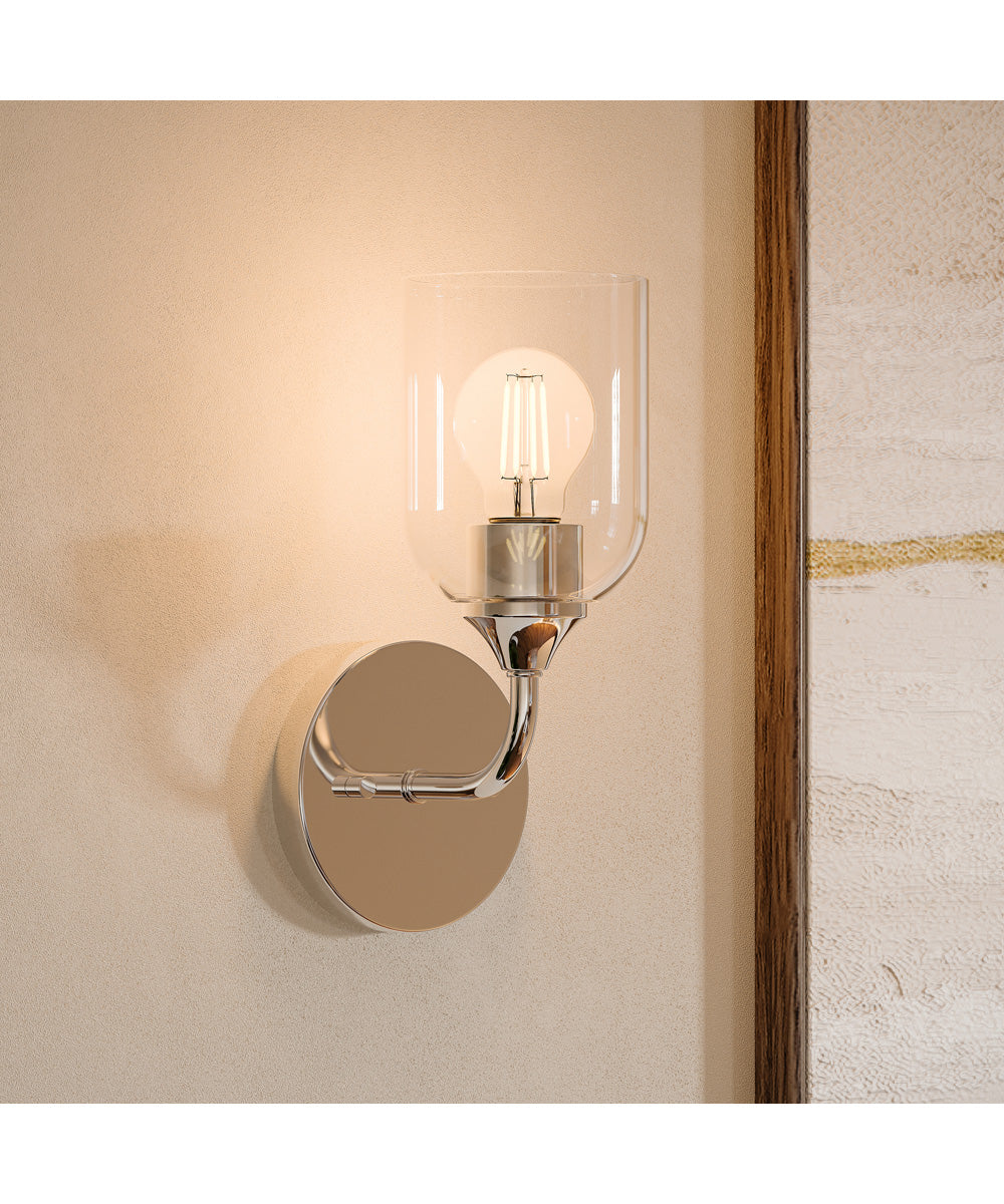 Ilia 1-Light Wall Sconce with Clear Glass Shade Polished Chrome