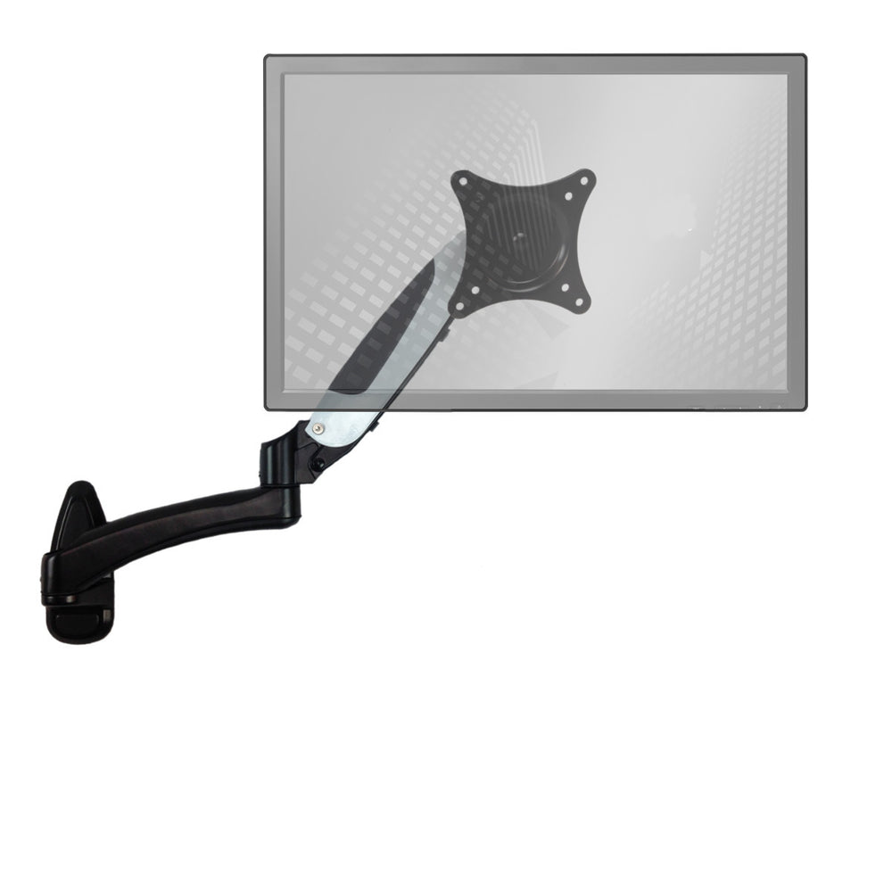 Sit-Stand Wall Mount Monitor Arm: Extended Single Screen White